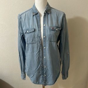 Hollister denim button up shirt